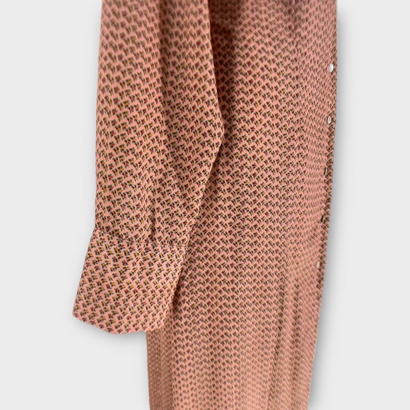 Zara Floral Print Silky Long Sleeve Button Front Shirt Maxi Dress L - Picture 7 of 15